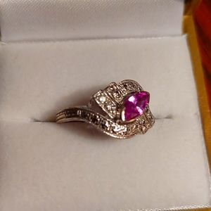 Art deco pink sapphire ring